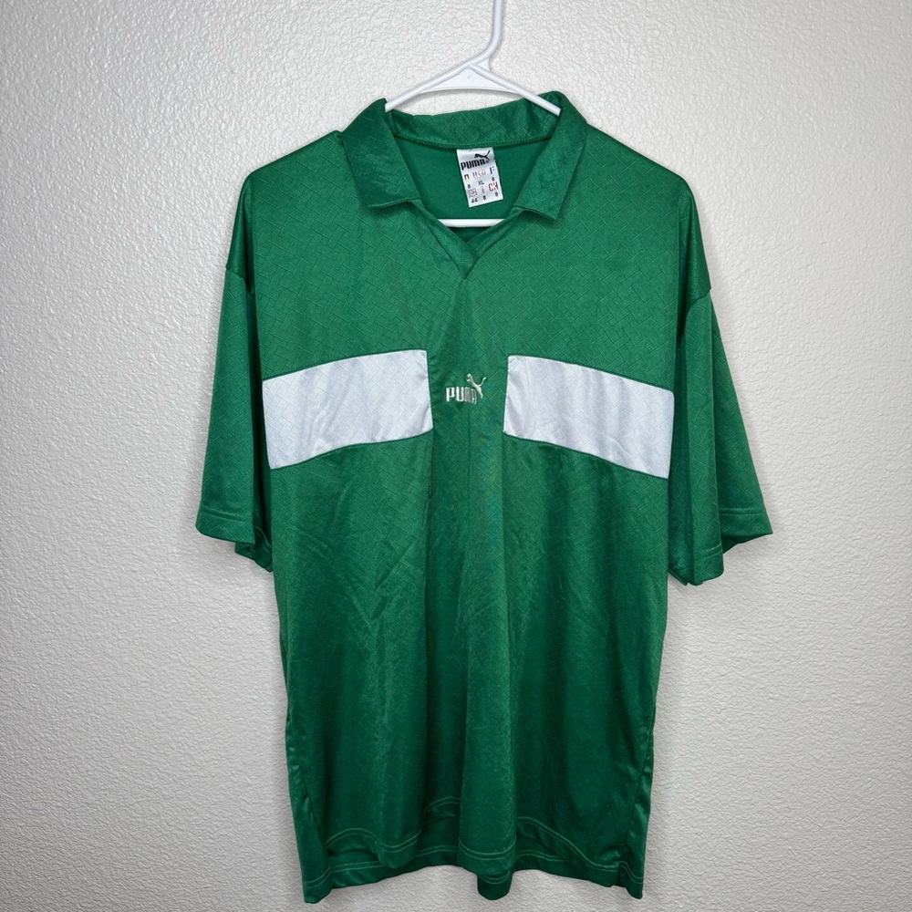 Puma Men's Polo Shirt in Green and White
